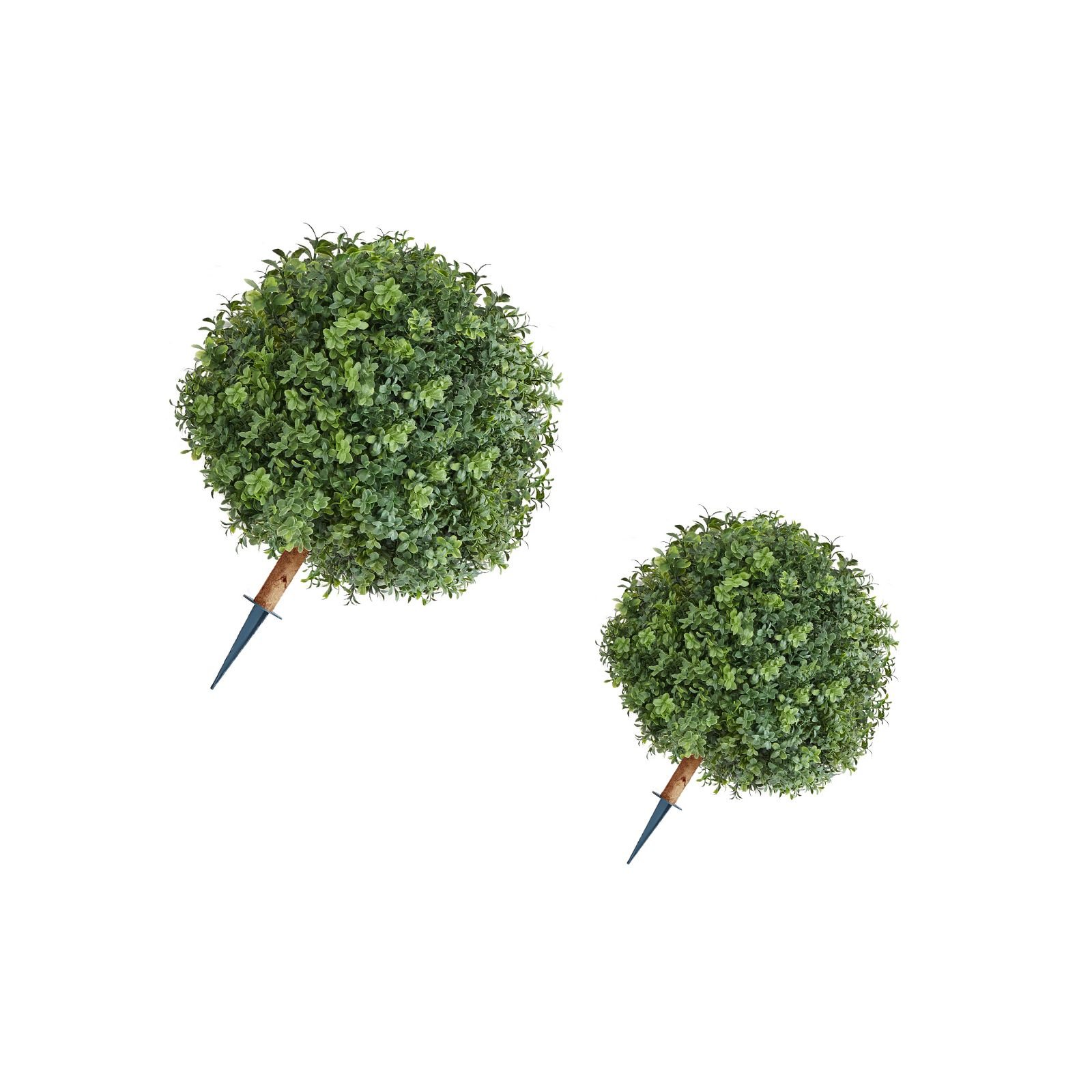 artificial topiary boxwood trees with ground spike 22 inch 2 set faux shrubs bushes potted plants fake silk tree look real for decor front porch outdoor indoor patio garden balcony backyard.jpg