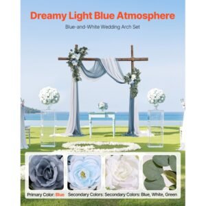 artificial wedding arch flowers kit blue wedding arch flowers with drapes kit pack of 4 2 pcs floral arrangement 2 pcs sheer drapes for ceremony bouquets reception backdrop decoration 1.jpg