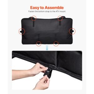 atv rear storage bag, 50l atv rear cargo bag with sponge seat cushion & bottle holder, 600d oxford cloth rear seat gear bag fit most atvs with rear rack, compatible with atv, utv, can am vehicle
