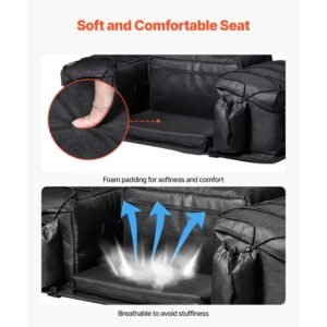 atv rear storage bag, 50l atv rear cargo bag with sponge seat cushion & bottle holder, 600d oxford cloth rear seat gear bag fit most atvs with rear rack, compatible with atv, utv, can am vehicle