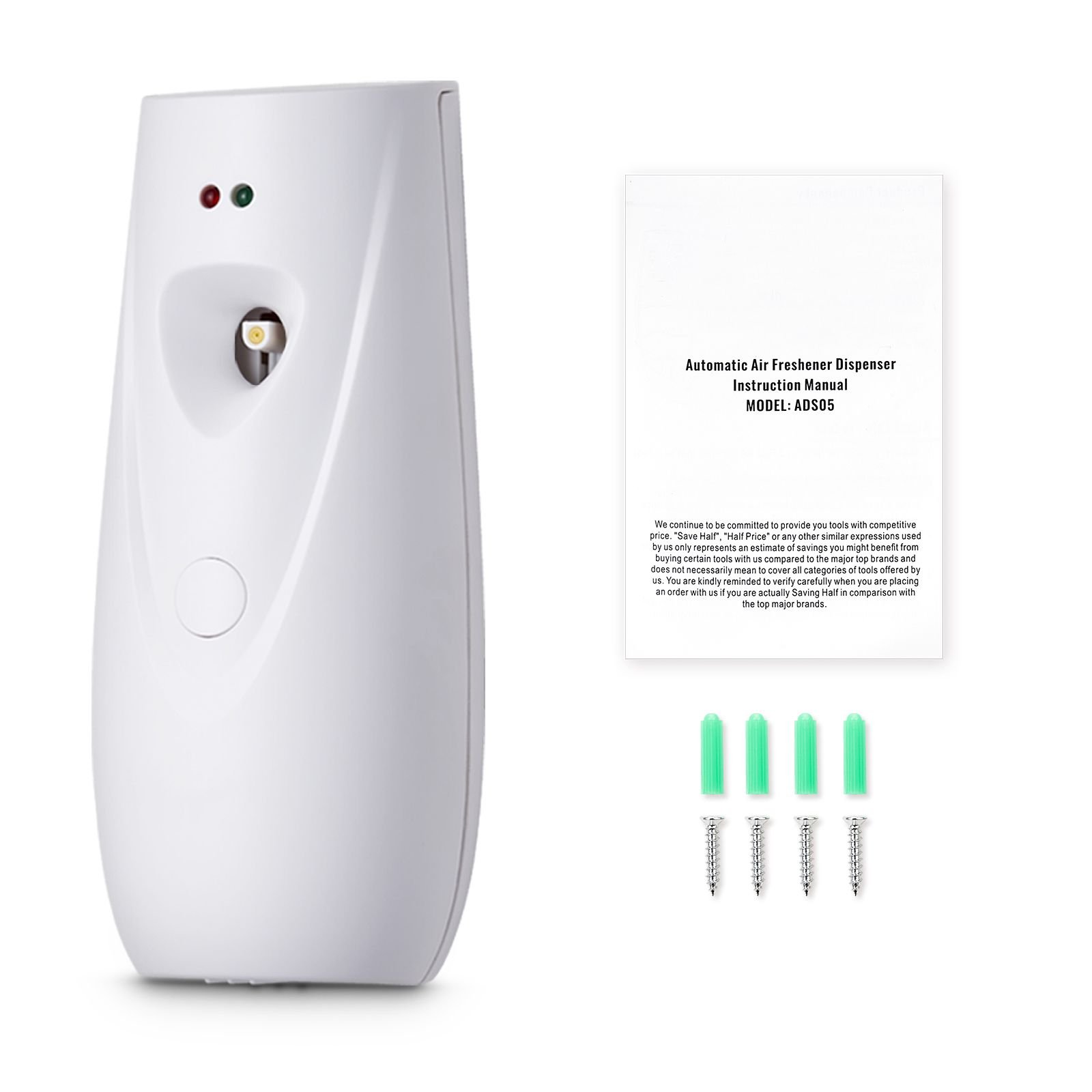 automatic air freshener spray dispenser 2 pack wall mounted or free standing battery operated multiple time settings for home indoor bathrooms offices hotels commercial places white.jpg