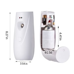 automatic air freshener spray dispenser 4 pack wall mounted or free standing battery operated multiple time settings for home indoor bathrooms offices hotels commercial places white 5.jpg