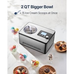 automatic ice cream maker with built in compressor 2 quart no pre freezing fruit yogurt machine stainless steel electric sorbet maker 3 modes gelato maker with lcd display timer silver 1.jpg