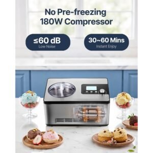 automatic ice cream maker with built in compressor 2 quart no pre freezing fruit yogurt machine stainless steel electric sorbet maker 3 modes gelato maker with lcd display timer silver 2.jpg