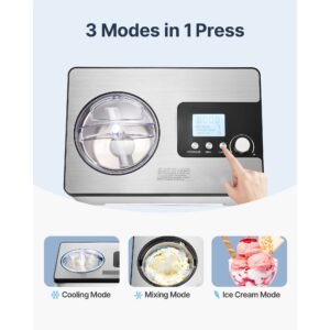 automatic ice cream maker with built in compressor 2 quart no pre freezing fruit yogurt machine stainless steel electric sorbet maker 3 modes gelato maker with lcd display timer silver 3.jpg