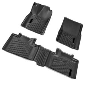 Automotive Floor Mats, Fits for Dodge Durango / Jeep Grand Cherokee 2016-2024 / 2016-2021, 3 pcs Front and 2nd Row Liners, All Weather Custom Fit TPE Vehicle Floor Mats, Easy to Clean, Black