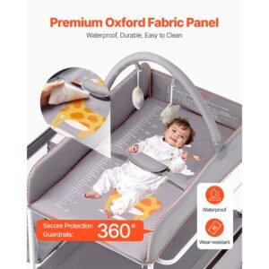 baby changing table foldable diaper change station with 2 fabric drawers side basket hanging rod adjustable height portable changing table with lockable wheels 2 star toys light gray 4.jpg