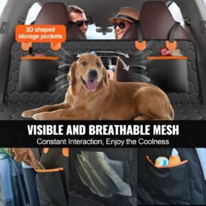 back seat extender dog car seat cover for back seat bed with mesh window and storage pocket supports 350lbs dog hammock for car dog car bed 54x256 for car suv truck 5.jpg