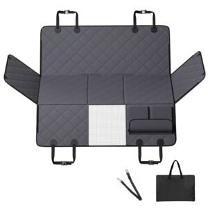 Back Seat Extender for Dogs,Dog Hammock for Car Back seat,Waterproof Hard Bottom Dog Car Seat Cover for Back Seat 54"x24",Supports 400lbs with Mesh Window and Storage Pocket for Car, SUV