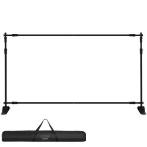 Backdrop Banner Stand 8 x 8 Ft Adjustable Heavy Duty Background Stand with 1 Carrying Bag, Backdrop Stand for Parties Wedding Photo Booth Trade Show