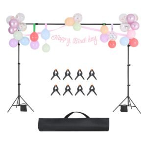 Backdrop Stand, 7 x 10 ft Adjustable Photo Backdrop Stand Kit, Portable Background Backdrop Stand with 3 Crossbars, Heavy Duty Projector Screen Stand, for Wedding, Photo Video Studio & Party