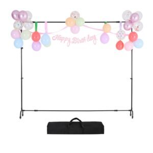 Backdrop Stand with Wheels, 7 x 10 ft Adjustable Photo Backdrop Stand Kit, Moveable Background Backdrop Stand, Heavy Duty Projector Screen Stand, for Wedding, Photo Studio & Party