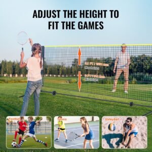 badminton net height adjustable volleyball net 14ft wide foldable pickleball net portable easy setup tennis net set with poles stand and carry bag for kids backyard game indoor outdoor use 1.jpg