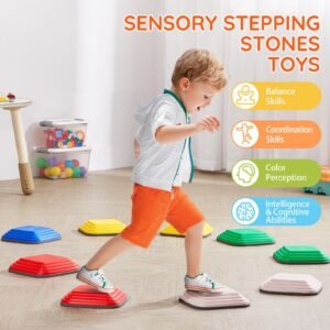 balance stepping stones for kids 10 pcs up to 220 lbs non slip toddlers sensory stepping stones obstacle course coordination game toys indoor or outdoor play for children aged 3 4 5 6 7 8 1.jpg