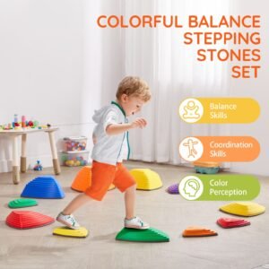 balance stepping stones for kids 12 pcs up to 220 lbs non slip toddlers sensory stepping stones obstacle course coordination game toys indoor or outdoor play for children aged 3 4 5 6 7 8 1.jpg