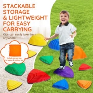 balance stepping stones for kids 12 pcs up to 220 lbs non slip toddlers sensory stepping stones obstacle course coordination game toys indoor or outdoor play for children aged 3 4 5 6 7 8 5.jpg