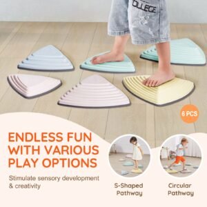 balance stepping stones for kids 6 pcs up to 220 lbs non slip toddlers sensory stepping stones obstacle course coordination game toys indoor or outdoor play for children aged 3 4 5 6 7 8 2.jpg