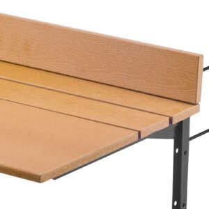 balcony hanging table, 15 x 39 in folding balcony railing table, outdoor balcony bar table for railings, 5 level adjustable, fit railing from 1" to 5.3", serving table for patio & deck