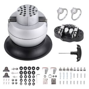 Ball Vise, 3" Engraving Setting Tool, 360° Rotation Engraving Block Vise, 70 PCS Attachment Jewelry Engraving Block Tools Standard Block for Gemstone Inlay and Small-Scale Engraving