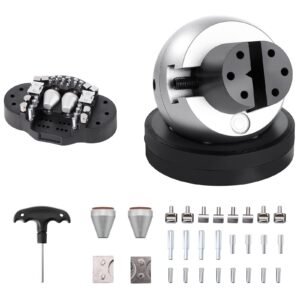 Ball Vise, 5" Engraving Setting Tool, 360° Rotation Engraving Block Vise, 35 PCS Attachment Jewelry Engraving Block Tools Standard Block for Gemstone Inlay and Small-Scale Engraving