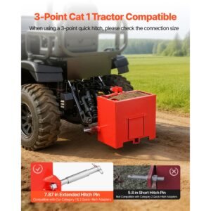 ballast box 3 point category 1 tractor ballast of 800 lbs capacity with standard 2 inch hitch receiver heavy duty steel 32 ft large volume durable loader attachment with sliding door red 1.jpg