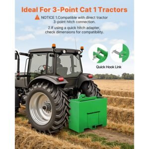ballast box 3 point category 1 tractor ballast of 800lbs capacity for 2 inch hitch receiver heavy duty steel 43 ft large volume loader attachment with sliding door green 1.jpg