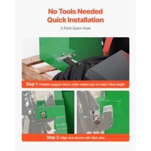 ballast box 3 point category 1 tractor ballast of 800lbs capacity for 2 inch hitch receiver heavy duty steel 43 ft large volume loader attachment with sliding door green 4.jpg