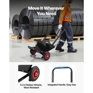 banding strapping cart, fit for steel strapping coils with 23.6 inches core outer size, heavy duty strapping dispenser with rubber wheels, suitable for factory, warehouse, loading area