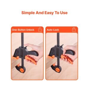 bar clamps for woodworking 2 pack 12 inch and 2 pack 6 inch one handed clampspreader quick grip f clamp with 154 lbs load limit premium plastic and steel for woodworking metal working 4.jpg