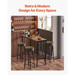 bar table sturdy metal frame high top pub table narrow long kitchen dining cocktail counter bar height desk easy to assemble39x16x355 in for living room party rustic brown and black 1.jpg