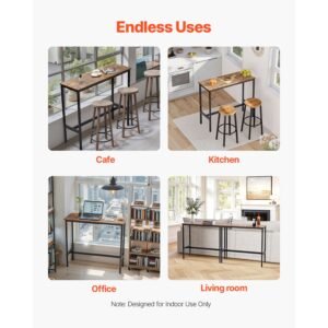 bar table sturdy metal frame high top pub table narrow long kitchen dining cocktail counter bar height desk easy to assemble39x16x355 in for living room party rustic brown and black 2.jpg