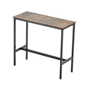 bar table sturdy metal frame high top pub table narrow long kitchen dining cocktail counter bar height desk easy to assemble39x16x355 in for living room party rustic brown and black 3.jpg