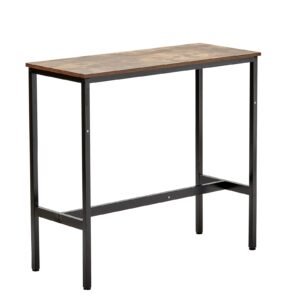 bar table sturdy metal frame high top pub table narrow long kitchen dining cocktail counter bar height desk easy to assemble39x16x355 in for living room party rustic brown and black 5.jpg