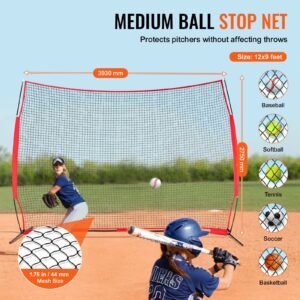barricade backstop net 12x9 ft ball sports barrier netting portable practice equipment with carry bag protection screen for baseball softball lacrosse soccer hockey training for backyard 1.jpg