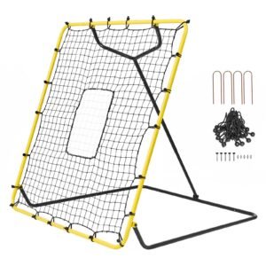 Baseball And Softball Rebounder Net, 4 x 4.5 Feet PitchBack Baseball Nest for Pitching and Fielding Training, Pitch Return Trainer Rebound Net with Pitching Target, 4 Adjustable Angles