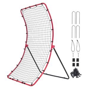 Baseball And Softball Rebounder Net, 4 x 5.5 ft PitchBack Baseball Pitching Nest, Pitch Return Trainer Rebound Net with Pitching Target, All Angle Fielding Rebound Net for Grounders Pop Flies