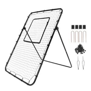 Baseball And Softball Rebounder Net, 4 x 6 Feet PitchBack Baseball Nest for Pitching and Fielding Training, Pitch Return Trainer Rebound Net with Pitching Target, 4 Adjustable Angles