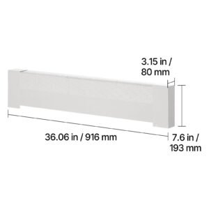 baseboard heater covers, basic series 3 ft standard electric heating unit front cover for home improvement, heavy duty steel, easy installation for bedroom replacing old cover, white