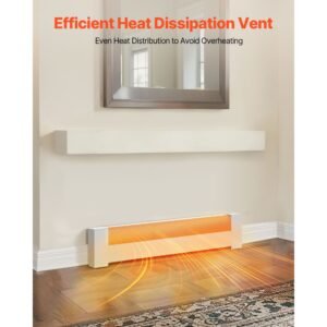 baseboard heater covers, basic series 3 ft standard electric heating unit front cover for home improvement, heavy duty steel, easy installation for bedroom replacing old cover, white