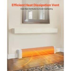 baseboard heater covers, premium series 4 ft standard electric heating unit front cover for home improvement, heavy duty steel, easy installation for bedroom replacing old cover, white