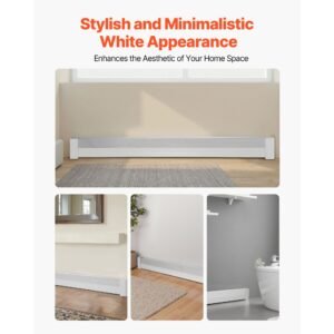 baseboard heater covers, premium series 4 ft standard electric heating unit front cover for home improvement, heavy duty steel, easy installation for bedroom replacing old cover, white