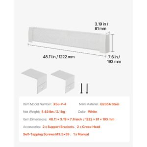 baseboard heater covers, premium series 4 ft standard electric heating unit front cover for home improvement, heavy duty steel, easy installation for bedroom replacing old cover, white