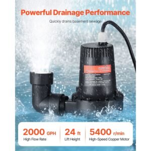 basement emergency back up sump pump 2000gph 017 hp backup sump pump system with 15v adapter float switch 24 hour a day monitoring controller alerts and charger black 4.jpg