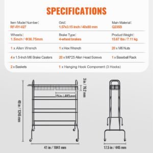 basketball rack 4 layers rolling basketball shooting training stand sports equipment storage organizer with wheels hooks and baskets garage ball storage holder for football soccer volleyball 2.jpg