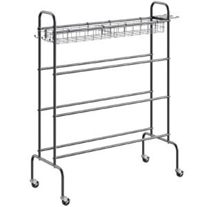 basketball rack 4 layers rolling basketball shooting training stand sports equipment storage organizer with wheels hooks and baskets garage ball storage holder for football soccer volleyball 5.jpg