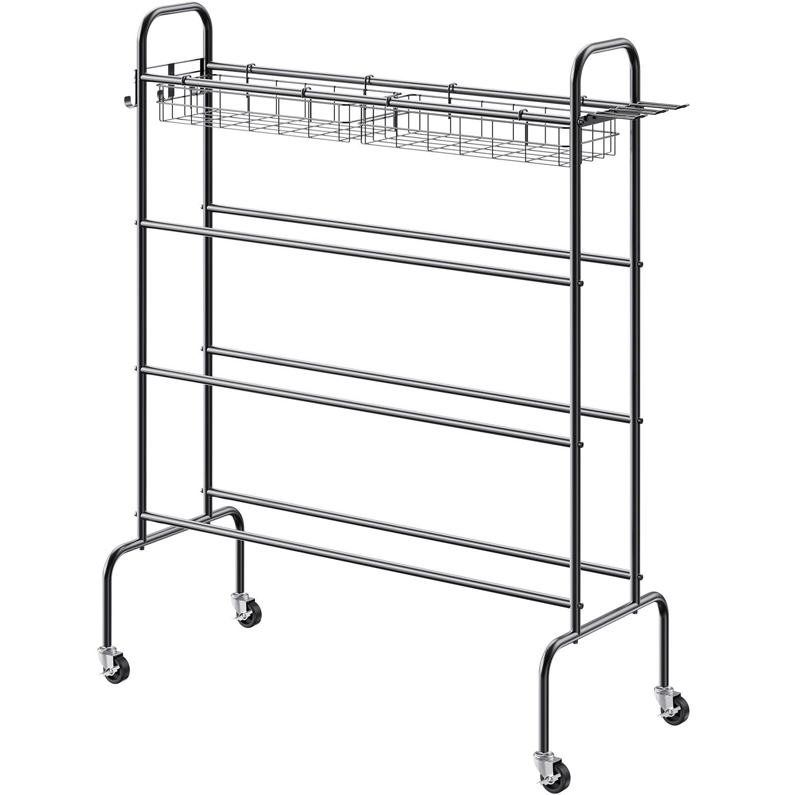 basketball rack 4 layers rolling basketball shooting training stand sports equipment storage organizer with wheels hooks and baskets garage ball storage holder for football soccer volleyball.jpg