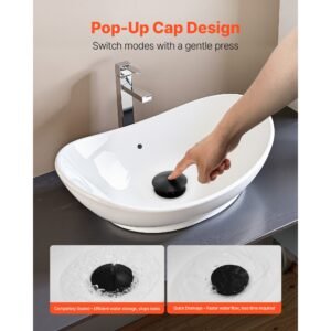 bathroom sink drain with overflow brass and 304 stainless steel pop up drains anti clogging vessel sink drain strainer all metal hair catcher drains stopper for sinks with overflow holes 4.jpg