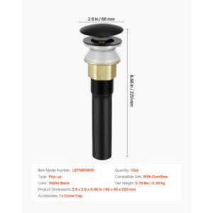bathroom sink drain with overflow brass and 304 stainless steel pop up drains anti clogging vessel sink drain strainer all metal hair catcher drains stopper for sinks with overflow holes 5.jpg