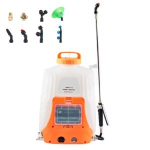 Battery Powered Backpack Sprayer, 0-90 PSI Adjustable Pressure, 4 Gallon Tank, Back Pack Sprayer with 8 Nozzles and 2 Wands, 12V 8Ah Battery, Wide Mouth Lid for Weeding, Spraying, Cleaning