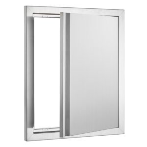 BBQ Access Door, 18W x 21H Inch Single Outdoor Kitchen Door, Stainless Steel Flush Mount Door, Wall Vertical Door with Recessed Handle, for BBQ Island, Grilling Station, Outside Cabinet